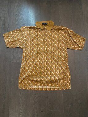 VINTAGE DUNHILL GOLF PATTERN POLO SHIRT SIZE LARGE